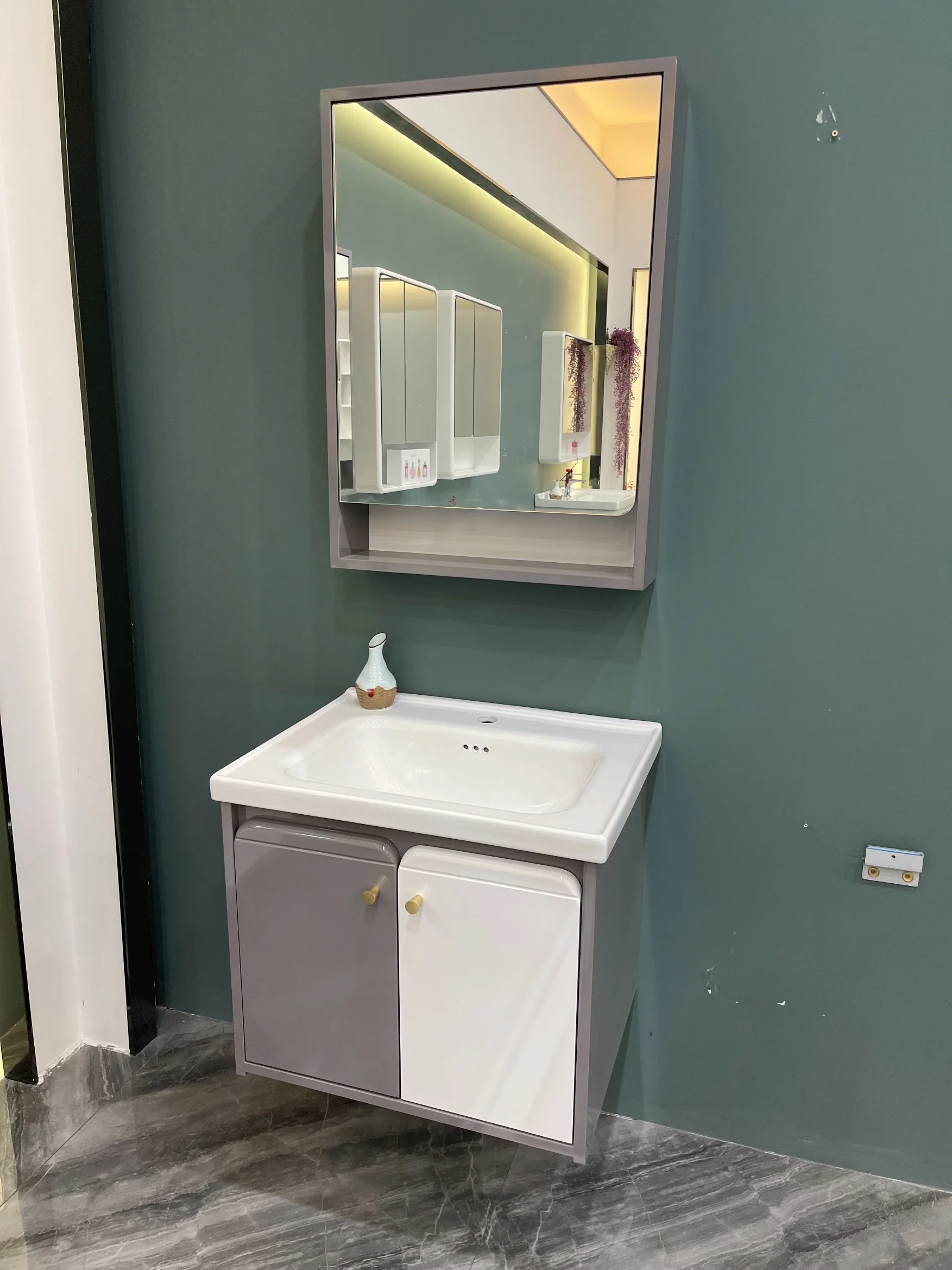 Factory Wholesale Sanitary Ware Wash Basin Cabinet Modern Waterproof Furniture PVC Bathroom Vanity Sets