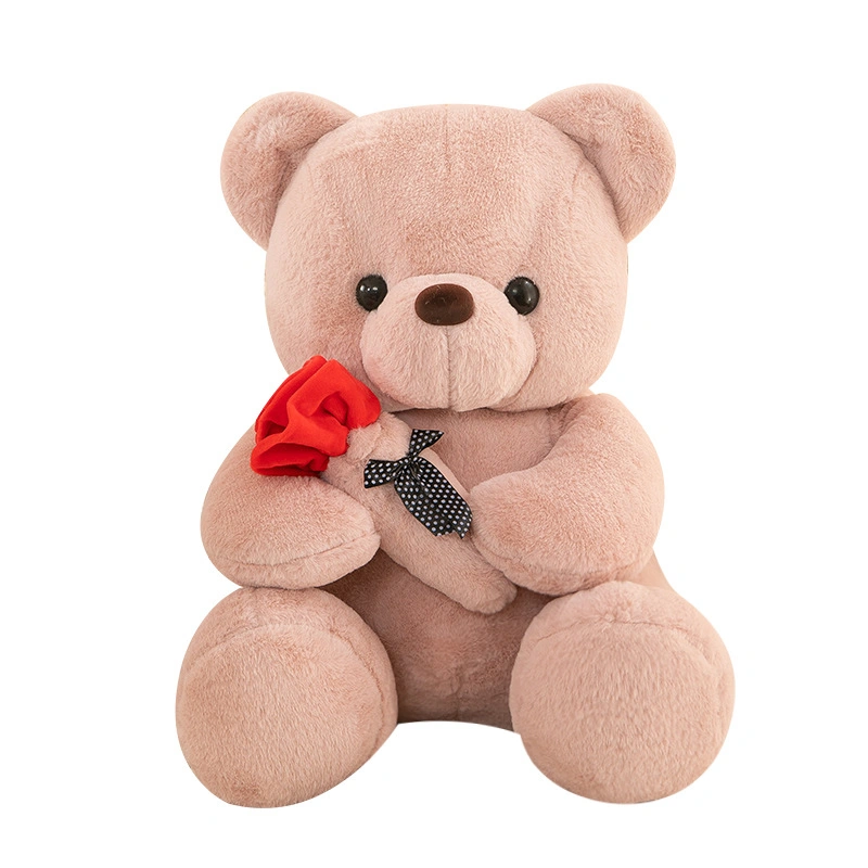 Wholesale Custom Cute Soft Teddy Bear Doll Stuffed Animal Plush Toy with Rose for Girlfriends