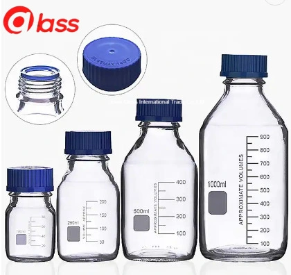 Laboratory Glassware High Borosilicate 3.3 Glass Reagent Bottle Media Bottle with Blue Screw Cap 100-20000ml