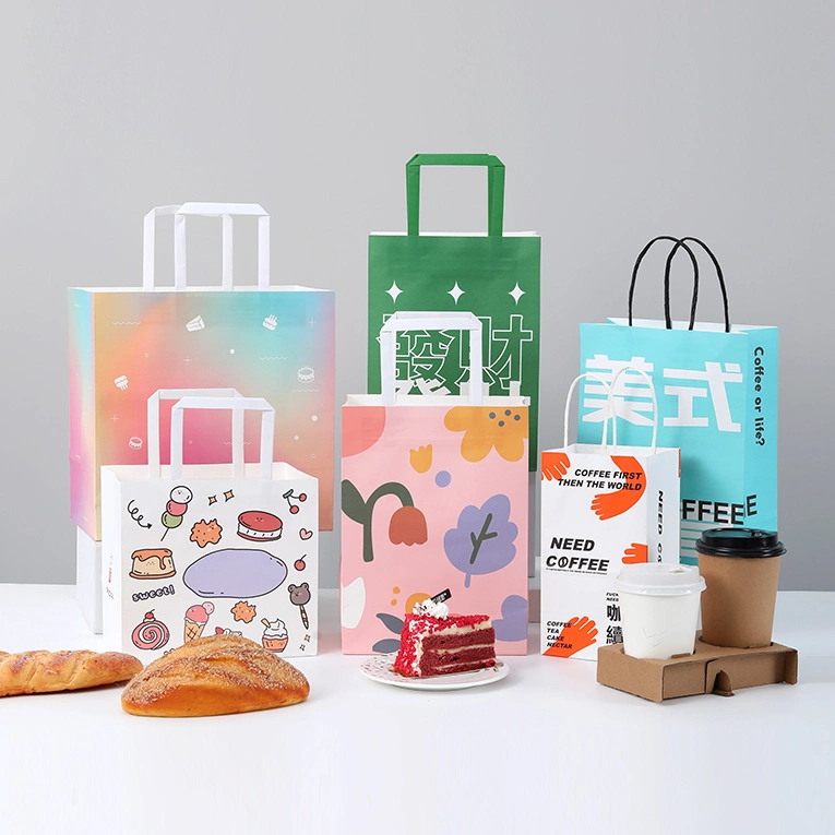 Umweltfreundliche Werbeartikel Schuhe und Kleidung Shop Shopping Kleidertasche Paperbags Tragetasche aus Kraftpapier mit Logo