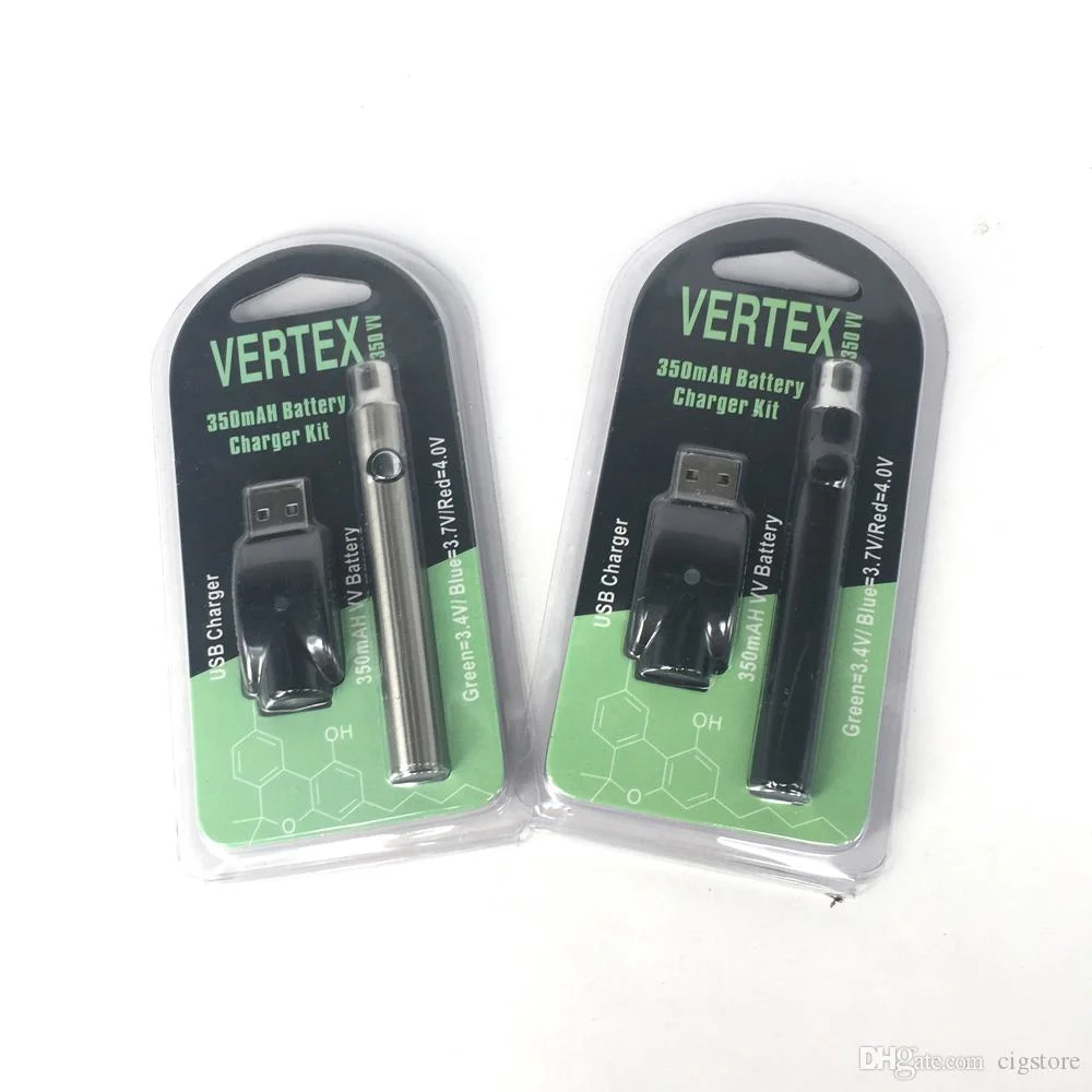 Комплект для предварительного нагрева батареи 350 Law V-Vape Vertex Preheat Vape Pen 510-нитевые USB-накопители, упаковка из блистерной пленки, аккумулятор