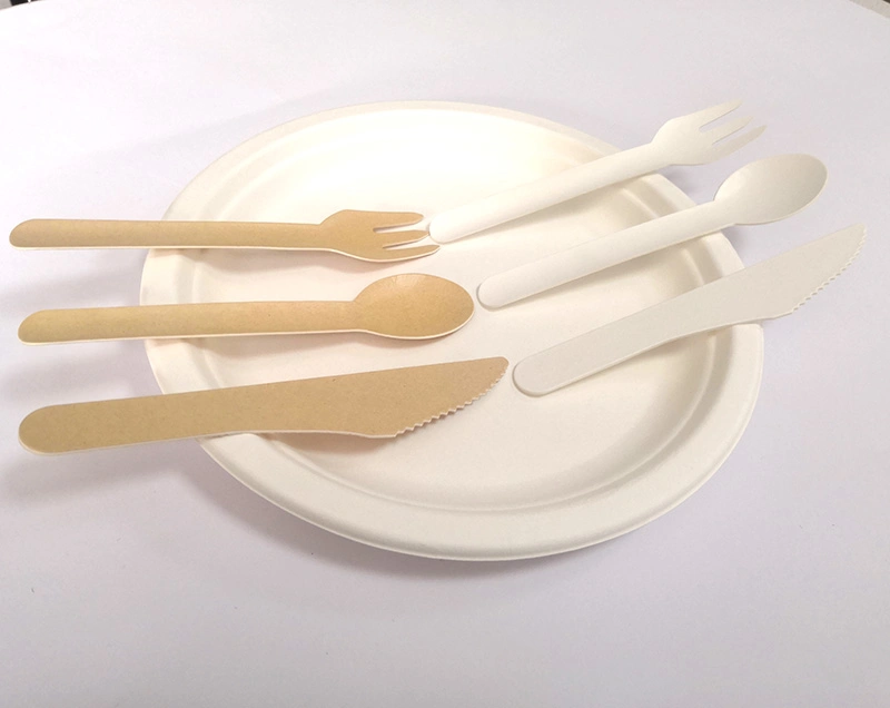 100% Compostable Plastic Free Paper Knife and Fork Eco Source Biodegradable Tableware