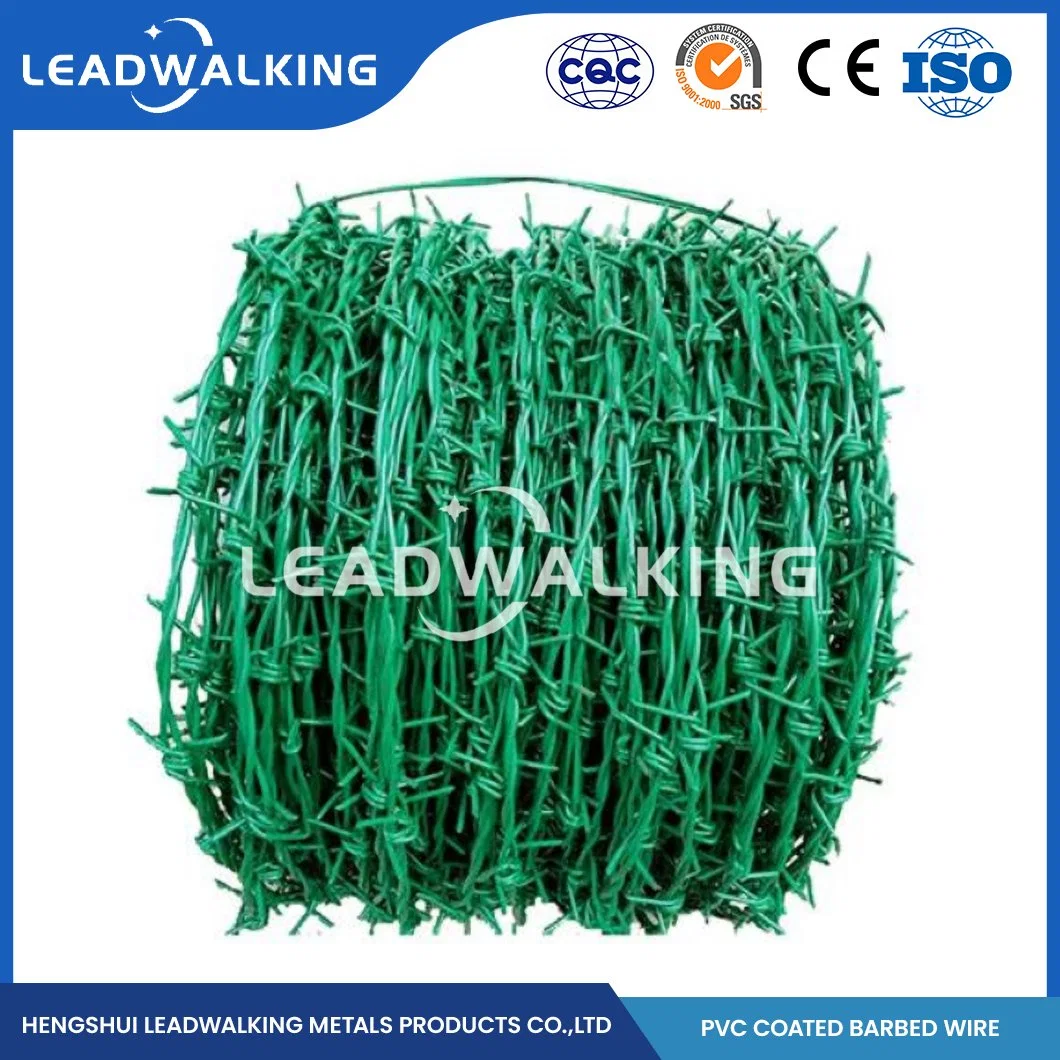 Leadwalking 50kg Alambre de púas de fabricación de rollos de alambre de púas galvanizado Custom/barata el alambre de púas China 50m de longitud del rollo caliente la venta de recubrimiento de PVC de 150 metros de alambre de púas