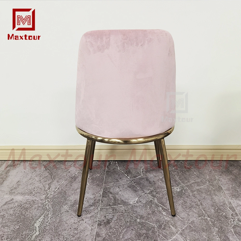 Decorative Chair Nordic Lovely Pink Velvet Chair Steel Indoor Living Room Furniture