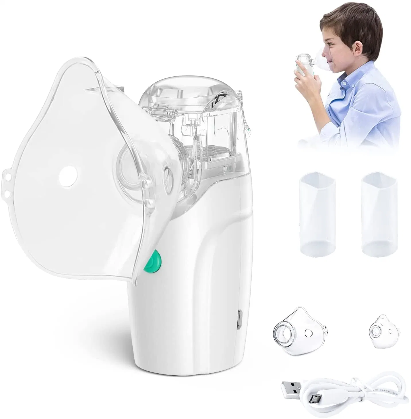 Children and Adult Health Care Medical Treatment Battery Operated Mesh Portable Ultrasonic Nebulizer USB Cable