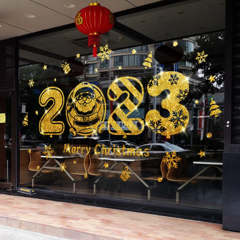 Gold Dust Christmas Wall Stickers Decorative Window Glass Stickers Door Stickers Store