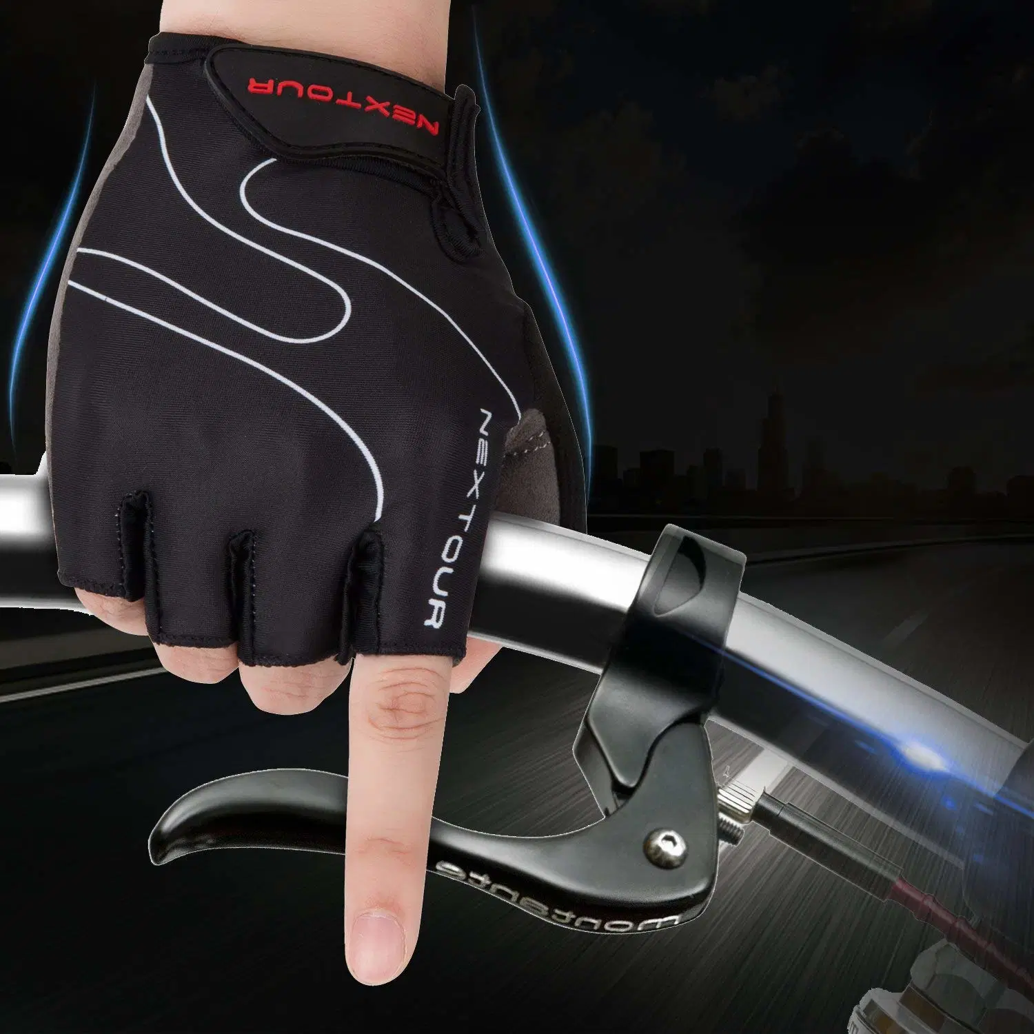 Cycling Mountain Bicycle Road Black Half Finger Anti-Slip Shock-Absorbing Breathable Unisex Glove