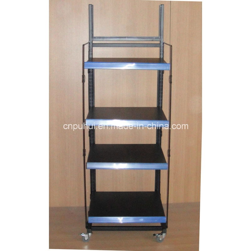 4 Tier Garage Shop Rolling Engine Oil Bottle Metal Display Shelf (PHY393)