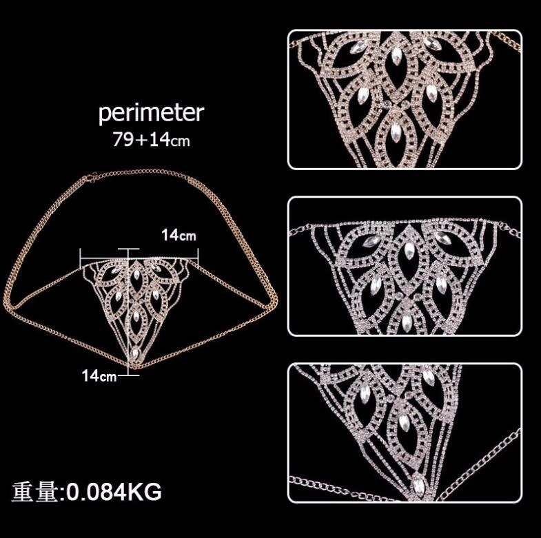 Exaggerated Vacation Triangle Accessories Nightclub Sexy Dance Bikini Accessories Full of Diamond Flower Waist Chain