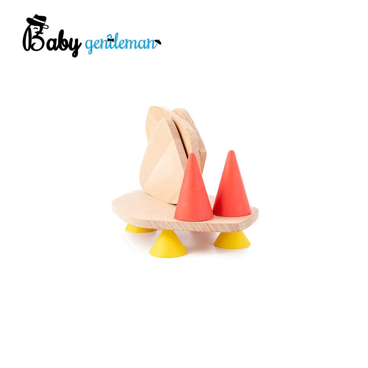 Funny Cone-Shaped Building Blocks DIY Creative Assembling Children's Educational Wooden Tower Stacking Blocks Z13374D