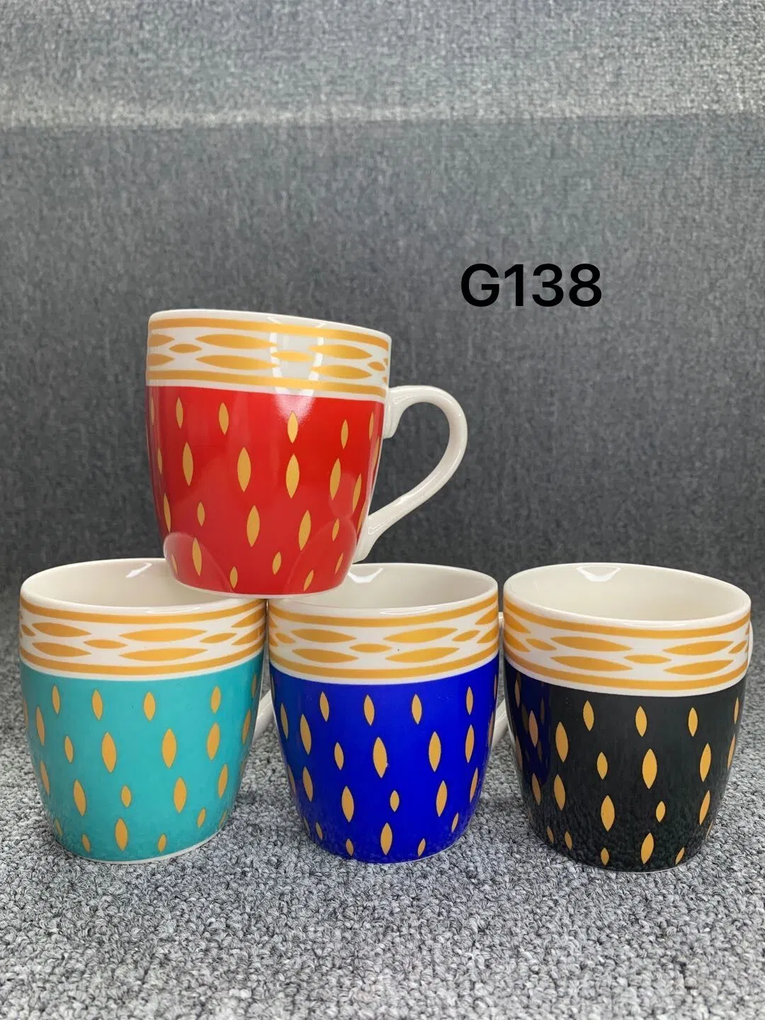 Marbling Printing Design 12oz 360ml Four Ceramic Mugs Cup Set for Gifts