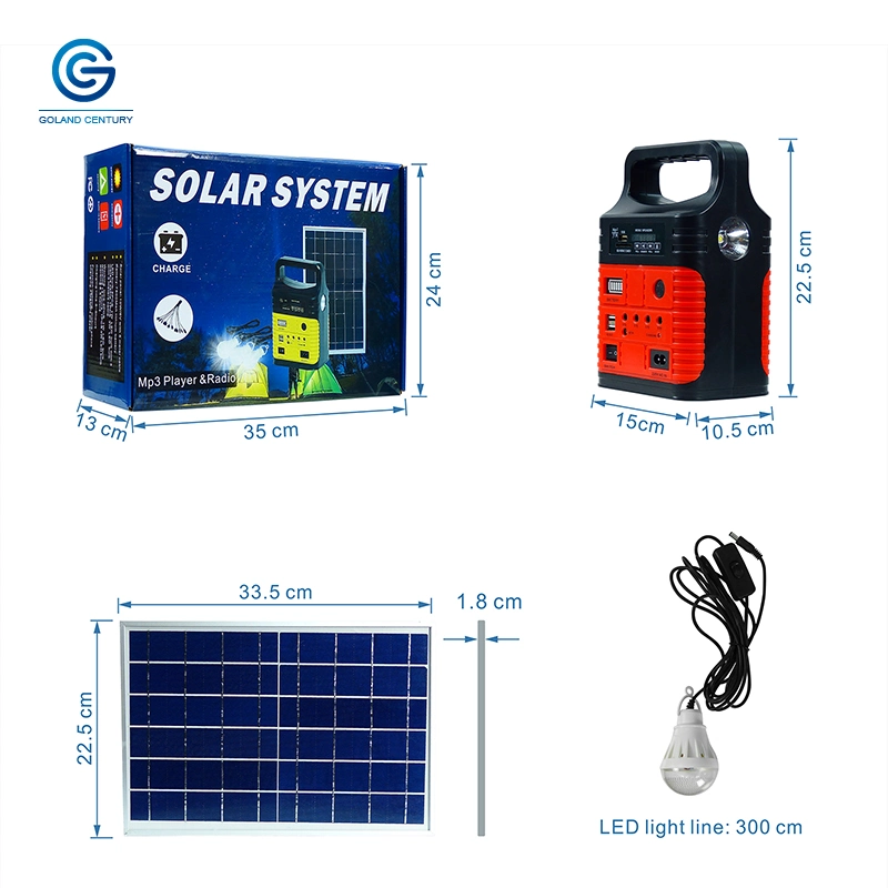 Sistema de Energía Solar portátil Generador de Energía para exterior Mini DC 10W Sistema de Energía Solar para Indoor and Outdoor Lighting Teléfono Móvil Cámaras digitales Ventilador DC