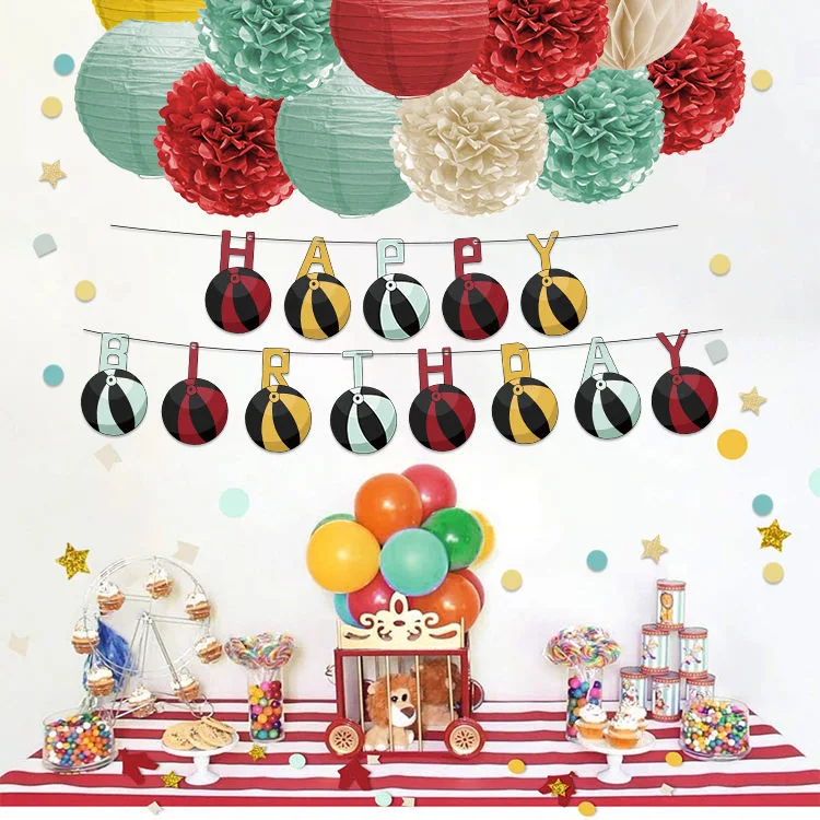 Carnival Party Supplies Happy Birthday Banner Party Decoration Balloon for Baby Shower Birthday Party