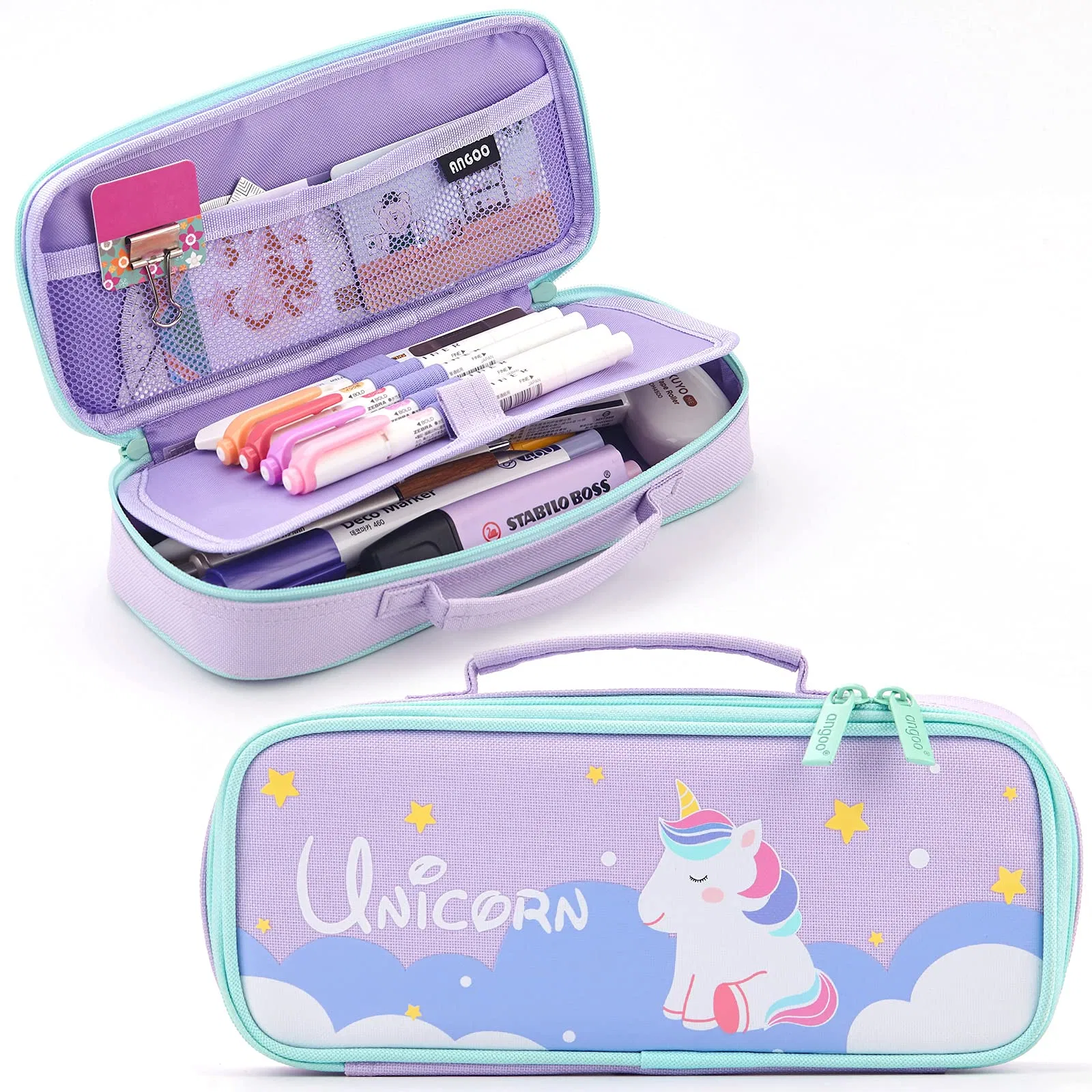 Cute Pencil Case Unicorn Pencil Pouch Medium Capacity Portable Multifunction Pen Bag with Compartments for Girls Kids Teen