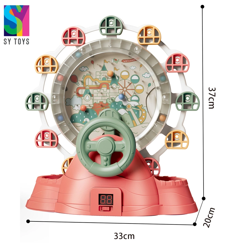 Sy Rotating Ferris Wheel Catching Ball Toy Track Collision Maze Amusement Park Mini Pinball Maze Game Catch Ball Machine with Music