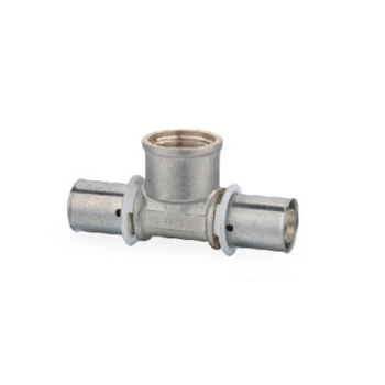 Brass Female Tee Chrome Plate Press Fitting for Multilayer Pipe