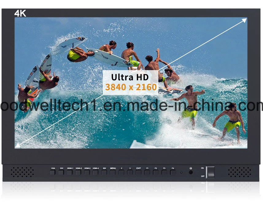 4K de IPS UHD 3840X2160 4xhdmi 3G SDI Quad Split de difusión de la pantalla del monitor LCD TFT 17,3"