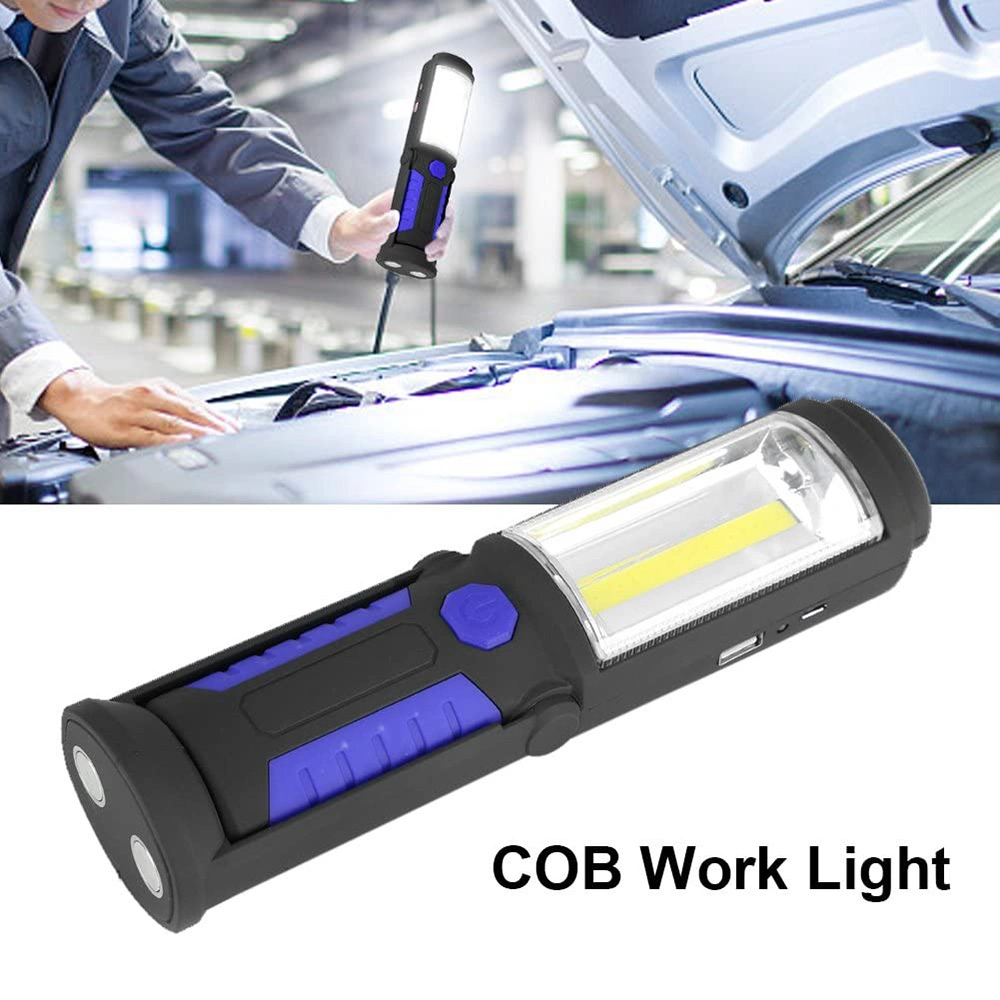 3W COB+1 LED Inspection Lamp Hand Torch Rechargeable Work Light with USB Charging Port Pivoting for Camping Hunting Hiking Car Repair etc (RWL09)