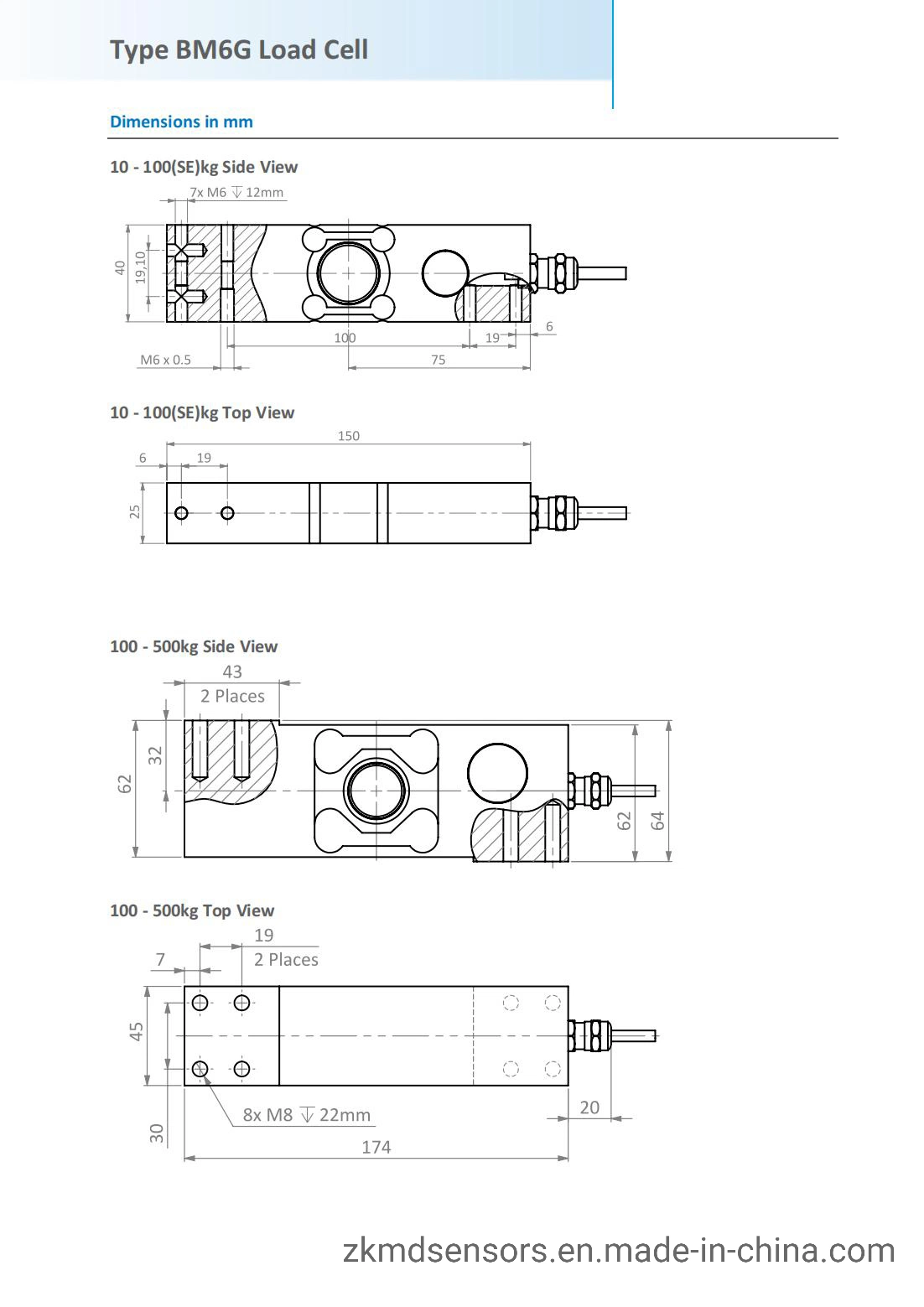 Zemic Bm6g Type 10kg-500kg Single Point Load Cell