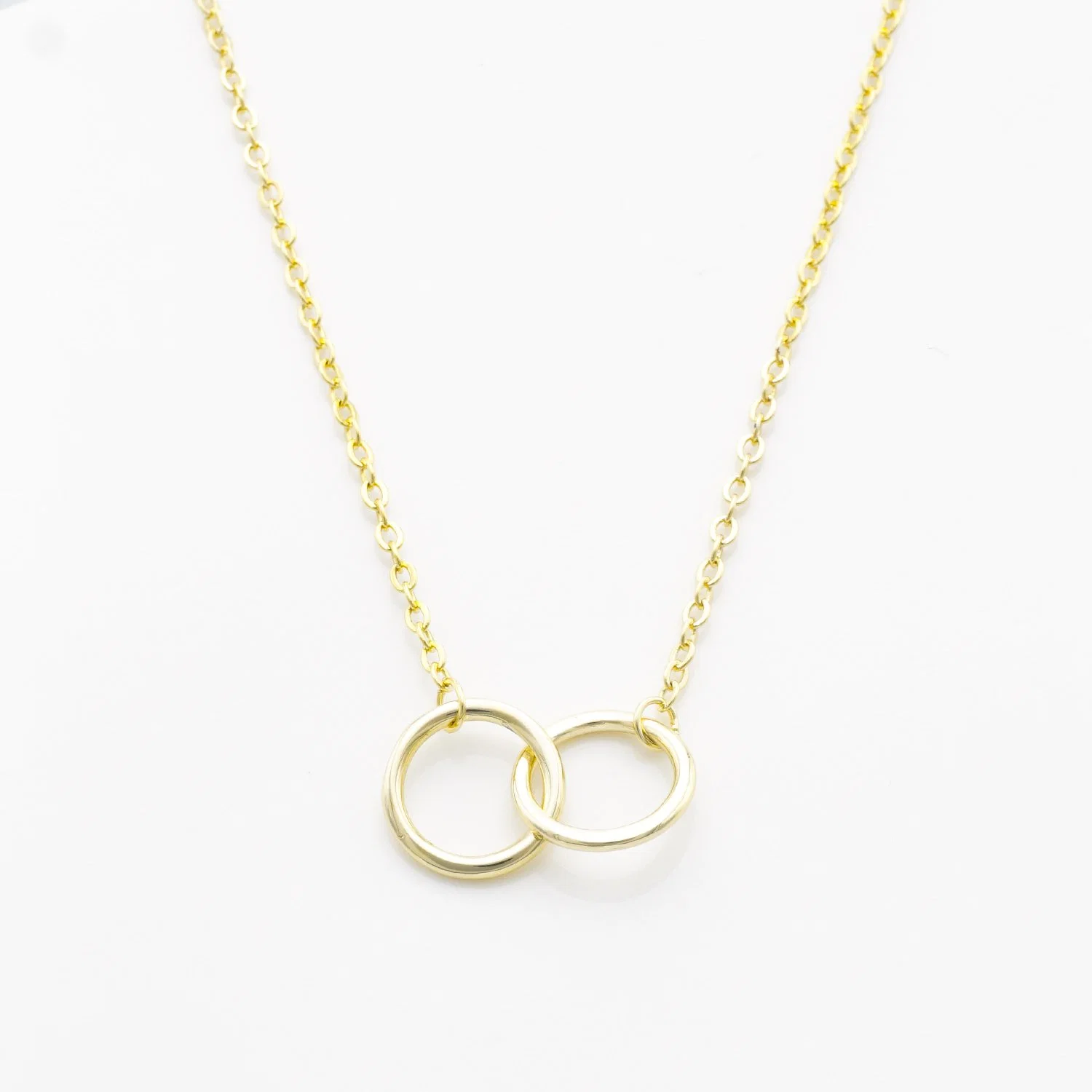 Wholesale Unique Fashion 14K Gold Silver Jewelry with Interlocking Circles Pendant Necklace