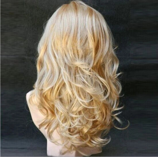 Top Quality Synthetic Hair Blond Long Wavy Hair