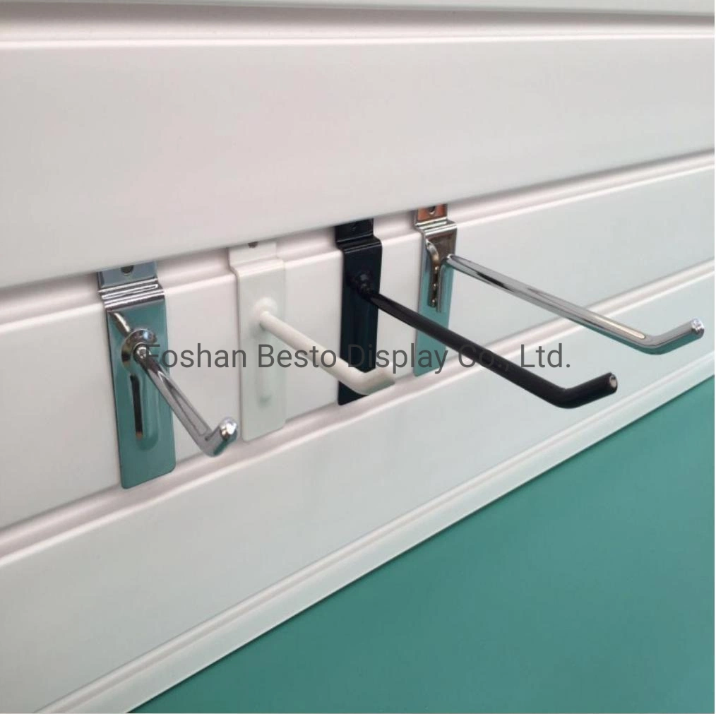 Retails Shopfitting Store Equipments Recycle PVC Slatwall with Hardware Hooks / Shelves / Plastic Hooks