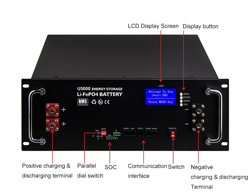 Rack-montierter Home Battery Energy Storage 48V 51,2V 200Ah 10,24kwh Solarbatterie Lithium-Batterie