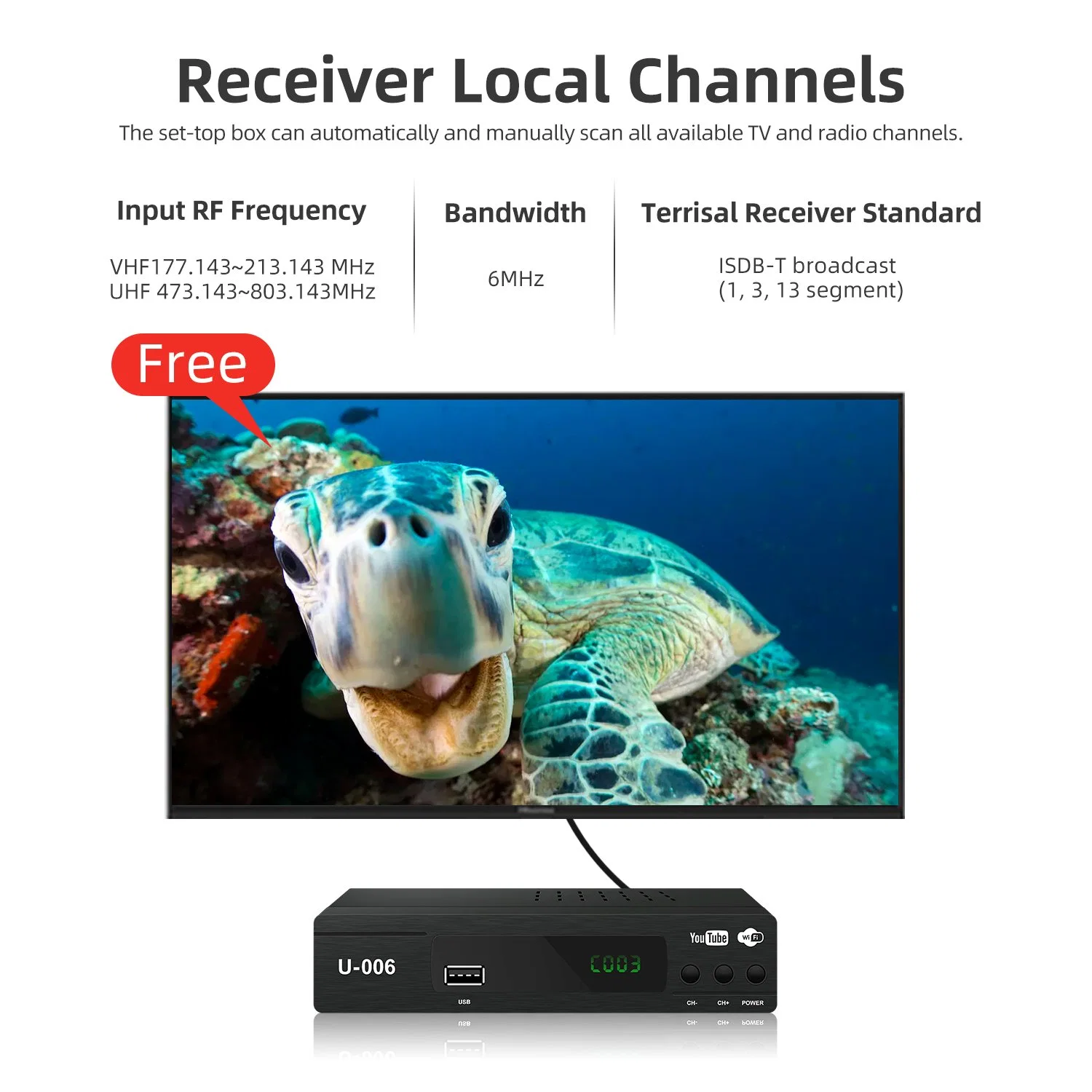 Stock Junuo Full HD ISDB T Apoyo receptor HDMI de Verificación de Youtube