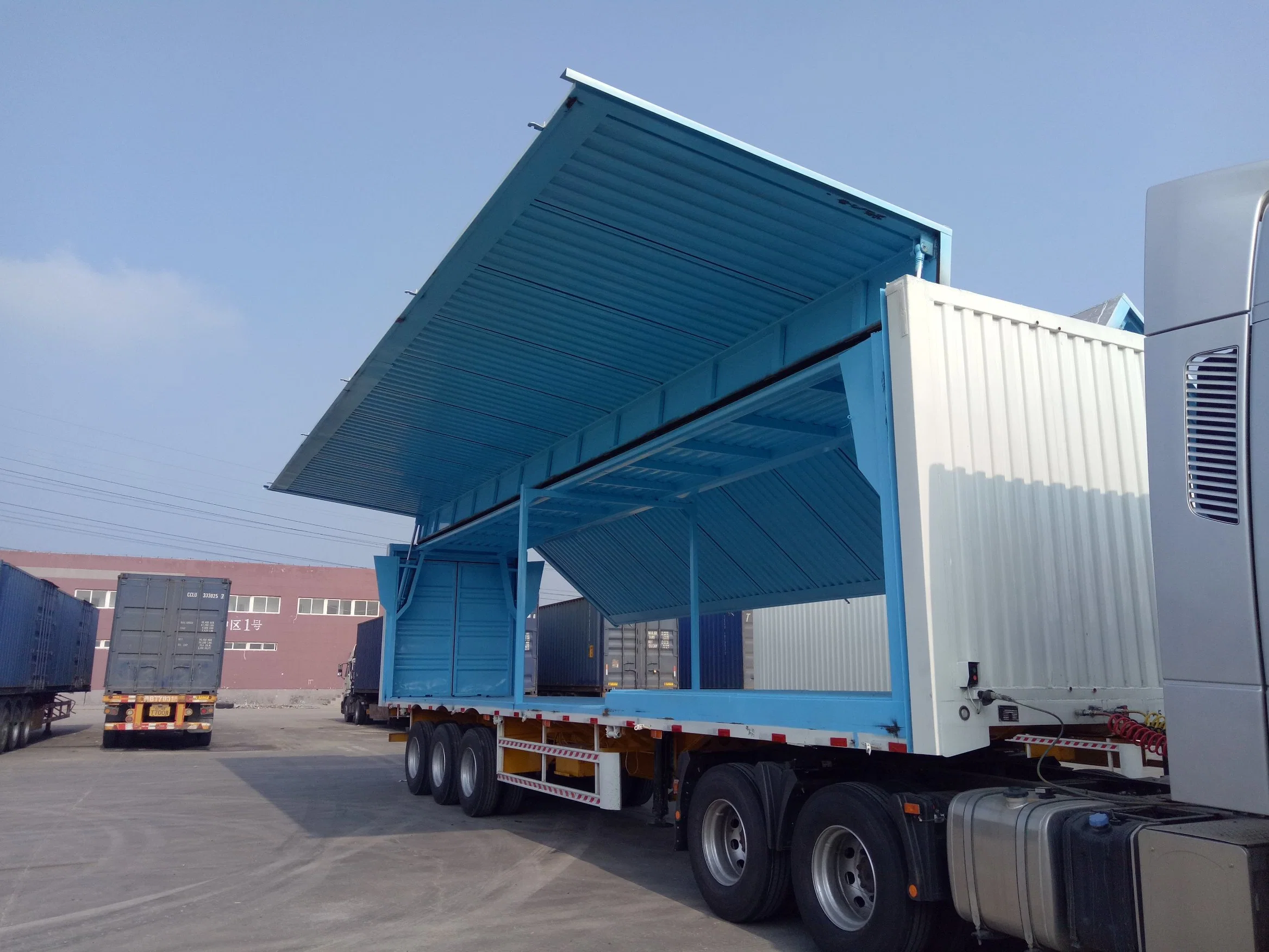 Luen 3 Axle 45tons Standard Box Semi Trailers Grain Transportation