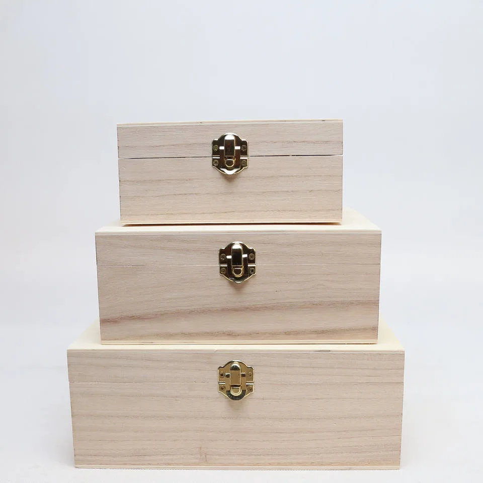 Customization Pine/Paulownia Plywood/Wooden Box with Lock for Jewelry/Gift Storage