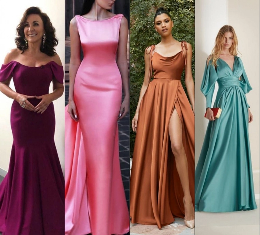 Satin Bridesmaid Dresses Colorful Bridal Party Evening Prom Gowns M220