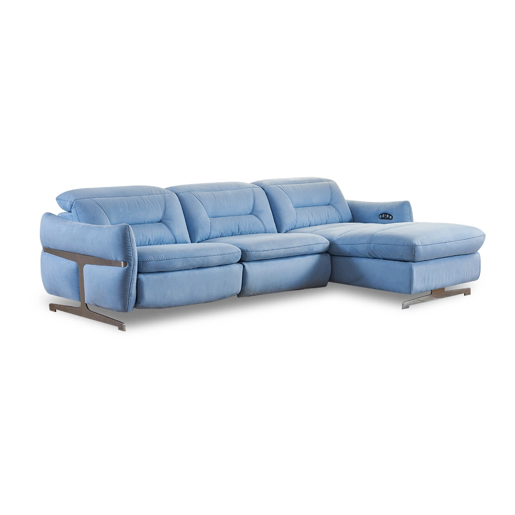 Bleu clair moderne mobilier de maison salon Lounges matériel de tissu Canapé-lit de jour droit en forme de L.