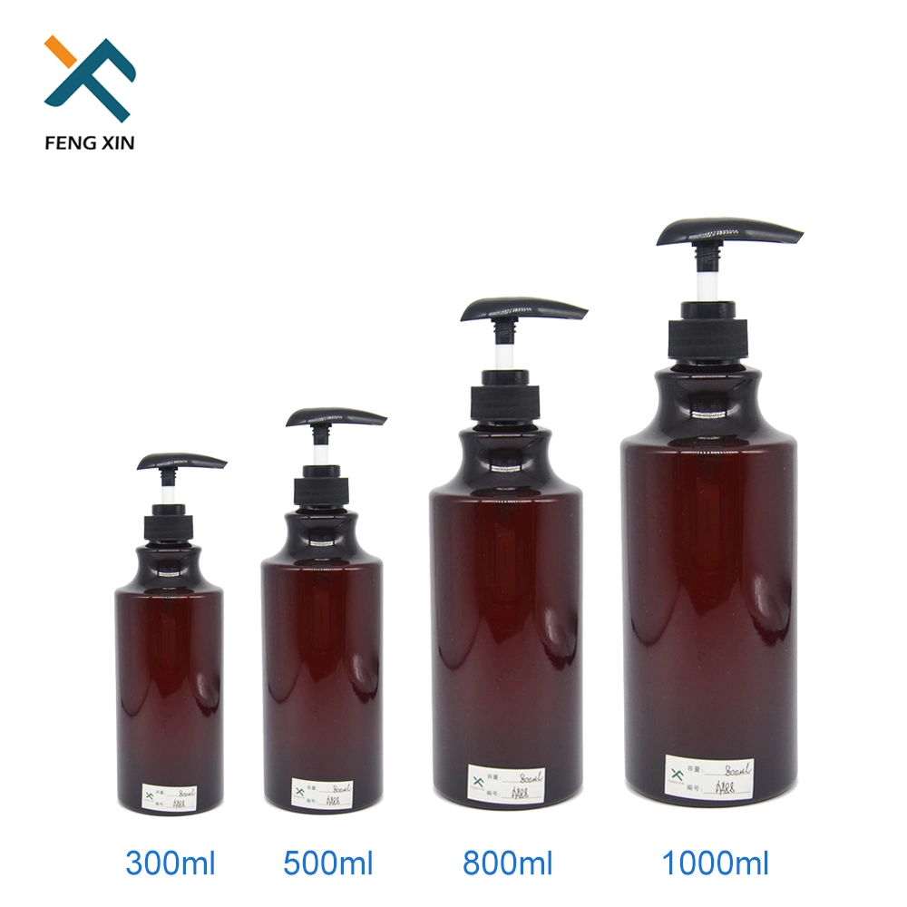 300ml 500ml 800ml 1000ml Lotion de conditionneur de cheveux en plastique marron de la pompe de bouteille de shampoing...