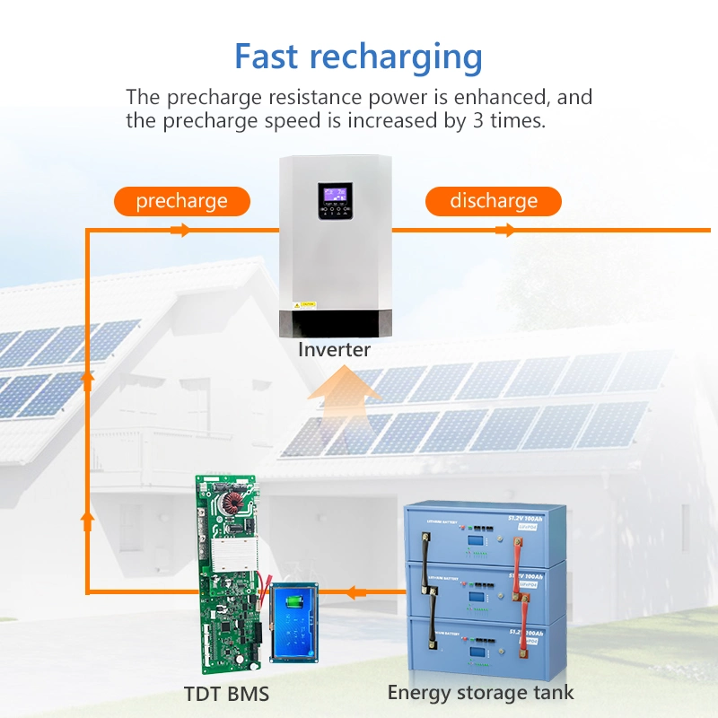 Tdt Smart BMS 8s-16s 24V 48V 120A 125A LiFePO4 Ncm Battery Management System BMS for Solar Storage Systems with LCD Display Active Balancer Bluetooth Mobile APP