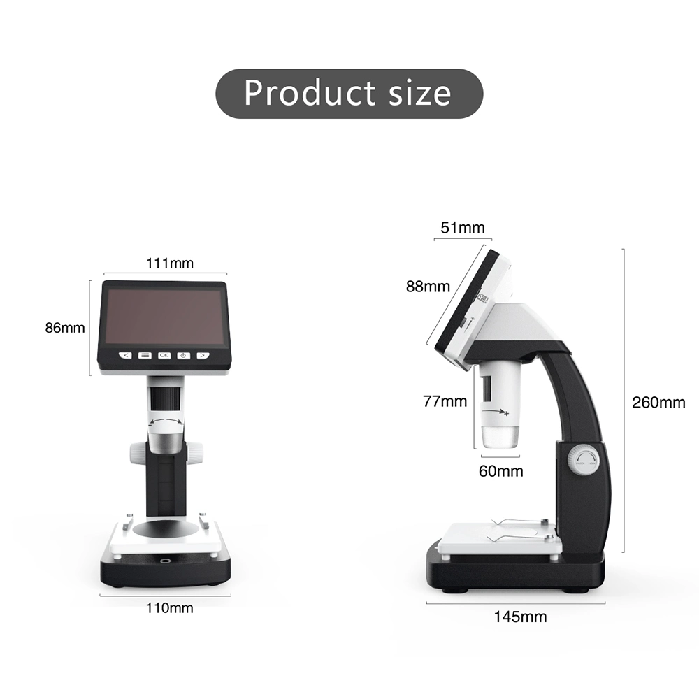 1000X 2.0 Mega Pixels LCD Electronic HD Digital Microscope 4.3" Video Microscopes USB Endoscope Magnifier Camera