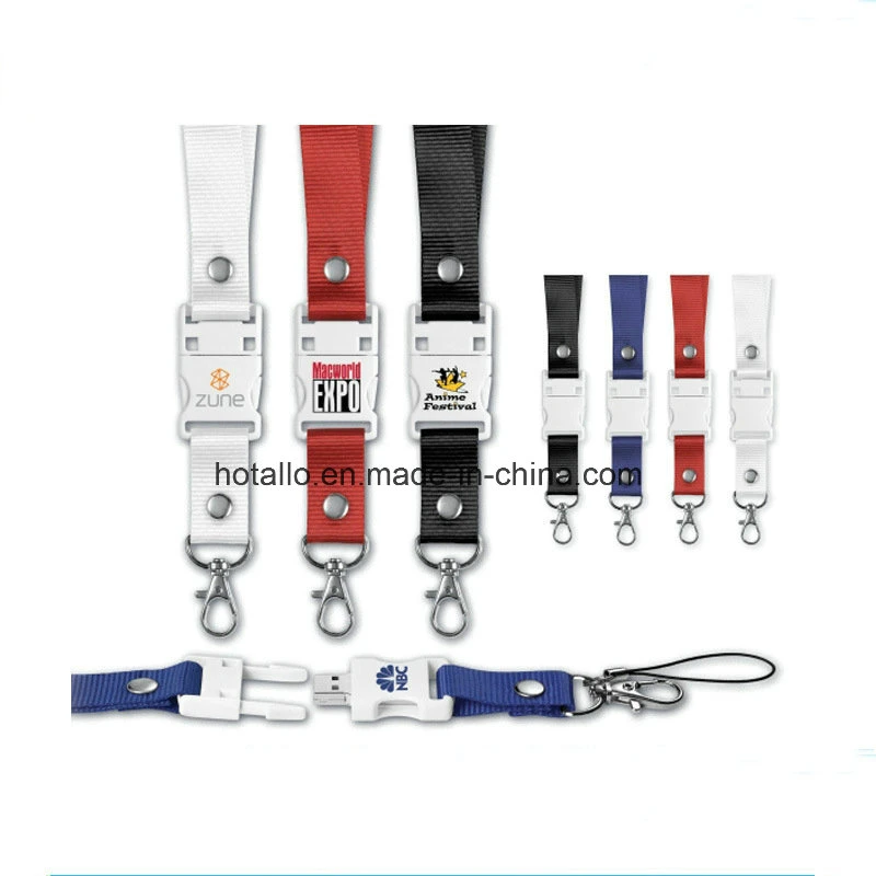 Colorful Lanyard USB Flash Drive with Safety Clip with Logo on Band