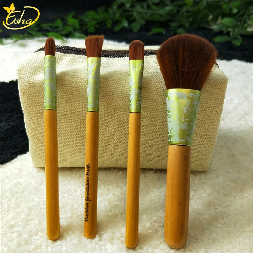 Beauty Makeup Brush Wood Handle Equipment Makeup Accessories 4 PCS Make up Brush Set