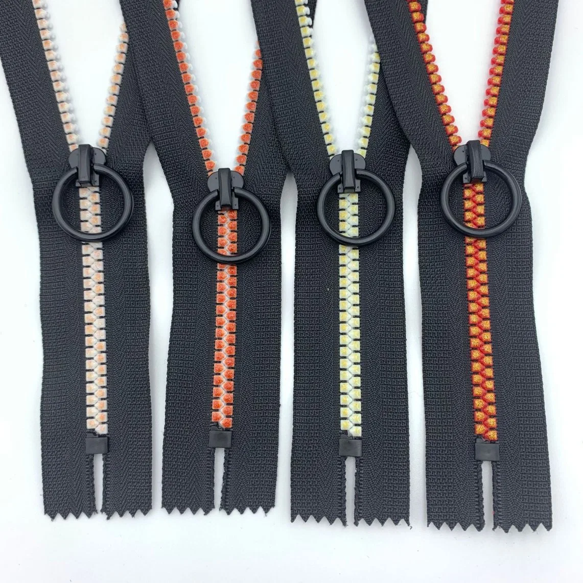 Wholesale Factory High Quality #5 Open-End Rhinestone Nylon Zipper Slider Automatic Lock Metal Zipper Garment Sewing Accessories Metal Zipper for Coats