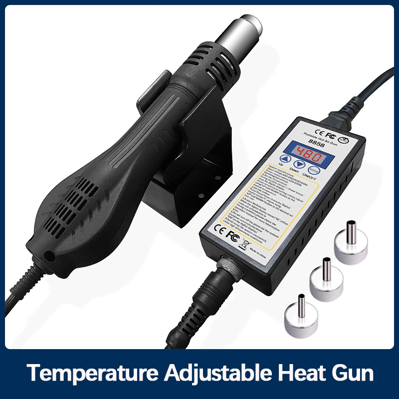 8858 O Mostrador Digital de Temperatura regulável de mão pistola de calor do soprador de ar quente Telemóvel Reparação Pistola de soldar plástico