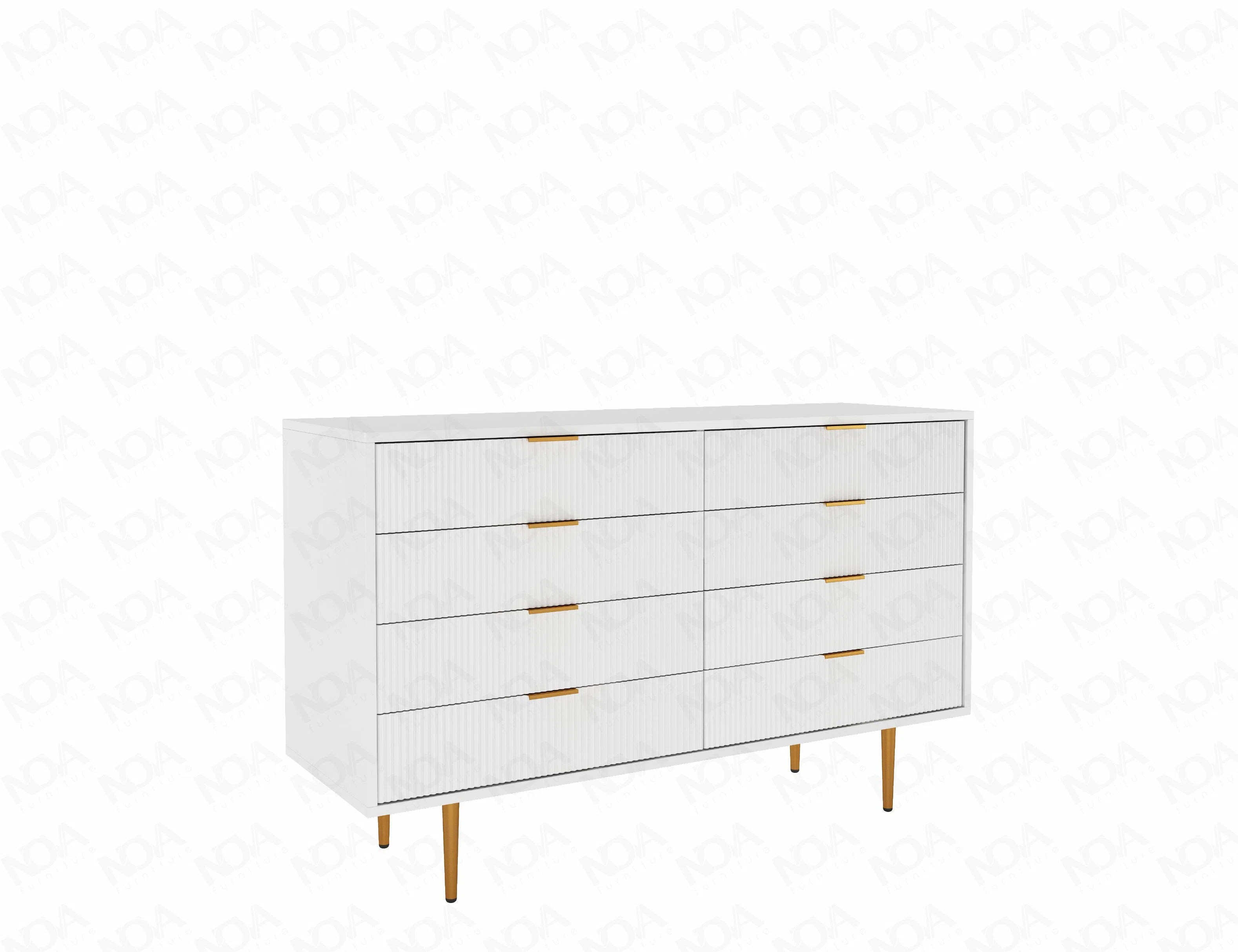 Nova White Modern Bedroom 8 Drawers Dresser Solid Wood Living Room Sideboard Storage Chest