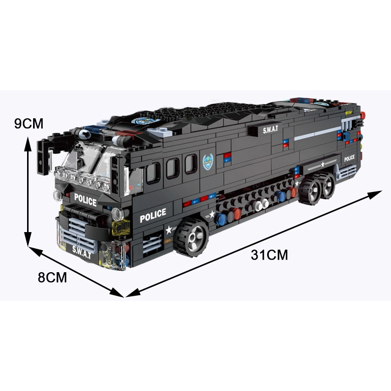 Woma Toys Amazon Venda Mais Quente Tijolos Swat Mobile Combate Ônibus Carro Modelo Bloco de Construção para Crianças Conjunto Grande Zabawka DIY Conjunto de Brinquedos Brinquedo Infantil.