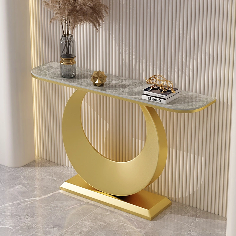 Contemporary Luxury High End Gold Indian Console Tables Stainless Steel Villa Home Furniture Hallway Entry Console Table