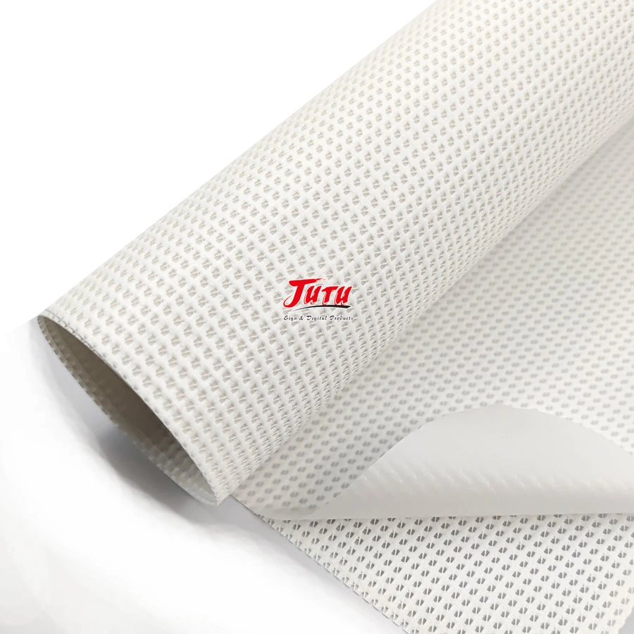 Jutu Weather Fastness Peeling Resistance Transparent PVC Coated Mesh Fabric for Large Format Advertising