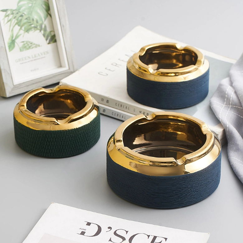 European Modular Light Luxury Ins atmósfera simple Cerámica Golden Ashtray