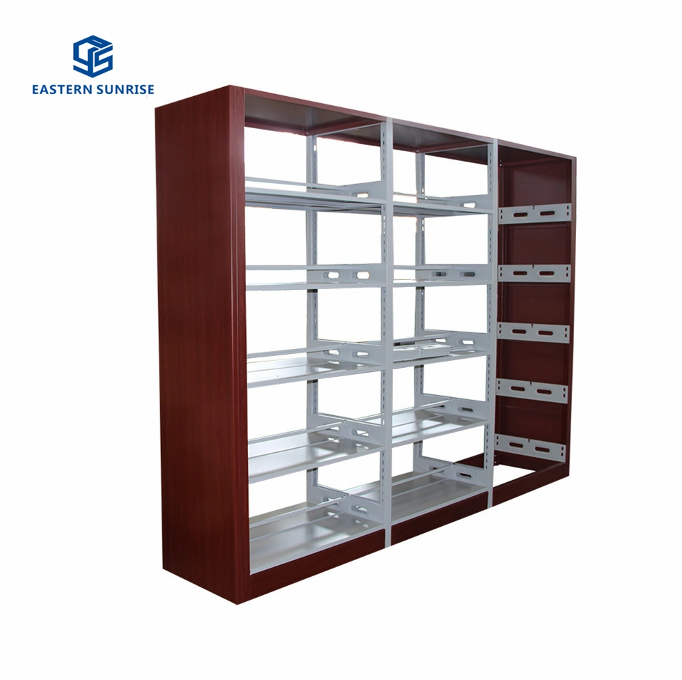 Full Height Library Furniture Steel-Wood Book Magazine Shelf