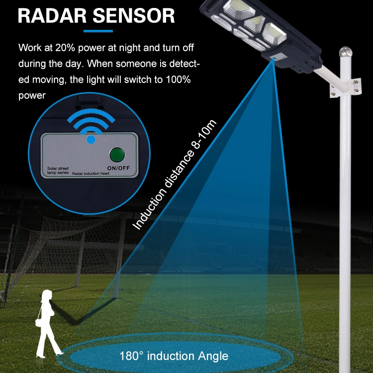 High quality/High cost performance  LED Street Light with Motion Sensor Lithium Battery Solar Street Lamp