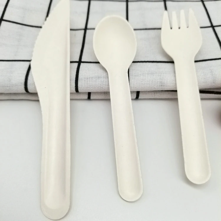 Disposable Sustainable Bagasse Cutelery Set Knife Fork Spoon