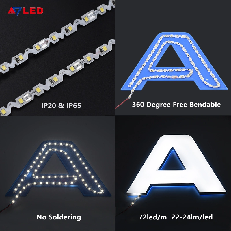 Um 360 Grad faltbare DC12V S Form biegsfähige Zig Zack LED Streifen 72LEDs/M 7,2W 2835 LED-Streifen-Licht für Sign Channel Brief