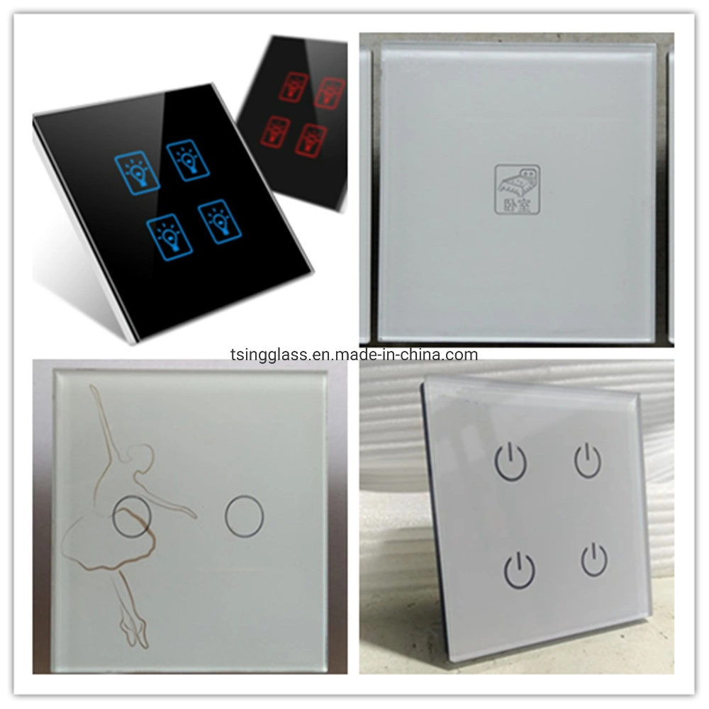 3&4 mm OEM Electrical Tempered Glass Beveled Edges Bronze Pink Mirror Frosted Glass Switch Panel