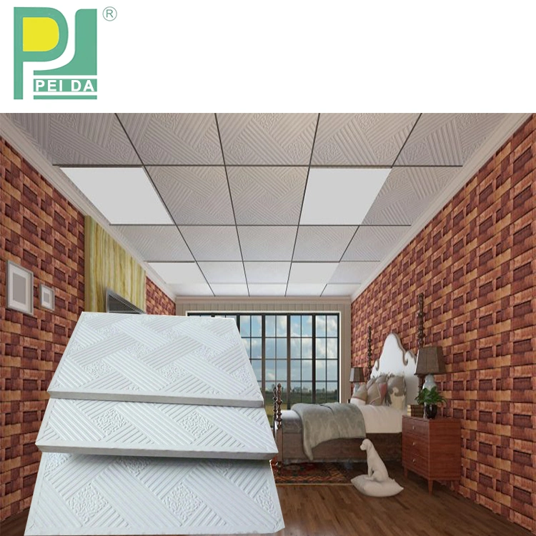 595 x 595mm recubierto de PVC de azulejos de techo de yeso laminado PVC